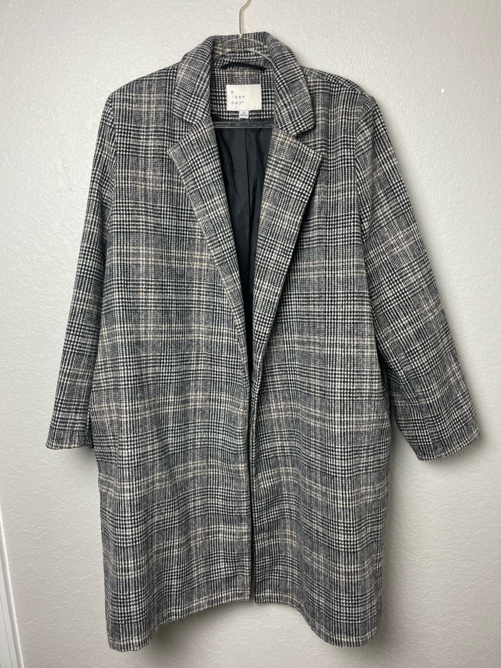 a new day Gray Plaid Long Trench Winter Coat Size XL
